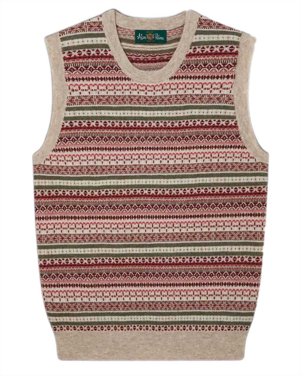 Alan Paine Ladies Mae Fairisle Crew Tank Jumper - Image 3