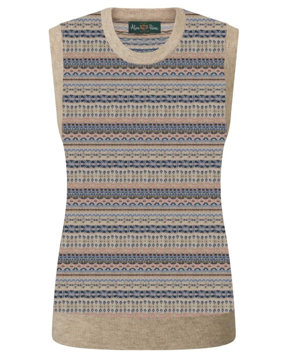 Alan Paine Ladies Mae Fairisle Crew Tank Jumper - Image 9