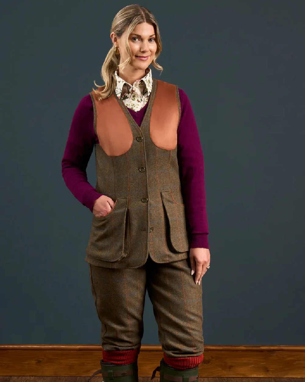 Alan Paine Combrook Ladies Tweed Shooting Waistcoat - Image 10