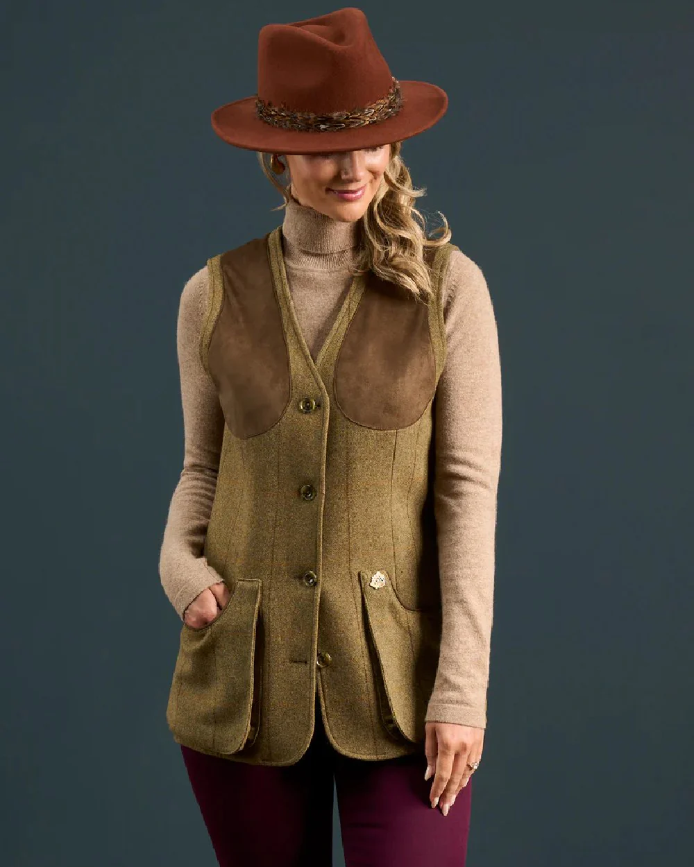 Alan Paine Combrook Ladies Tweed Shooting Waistcoat - Image 5