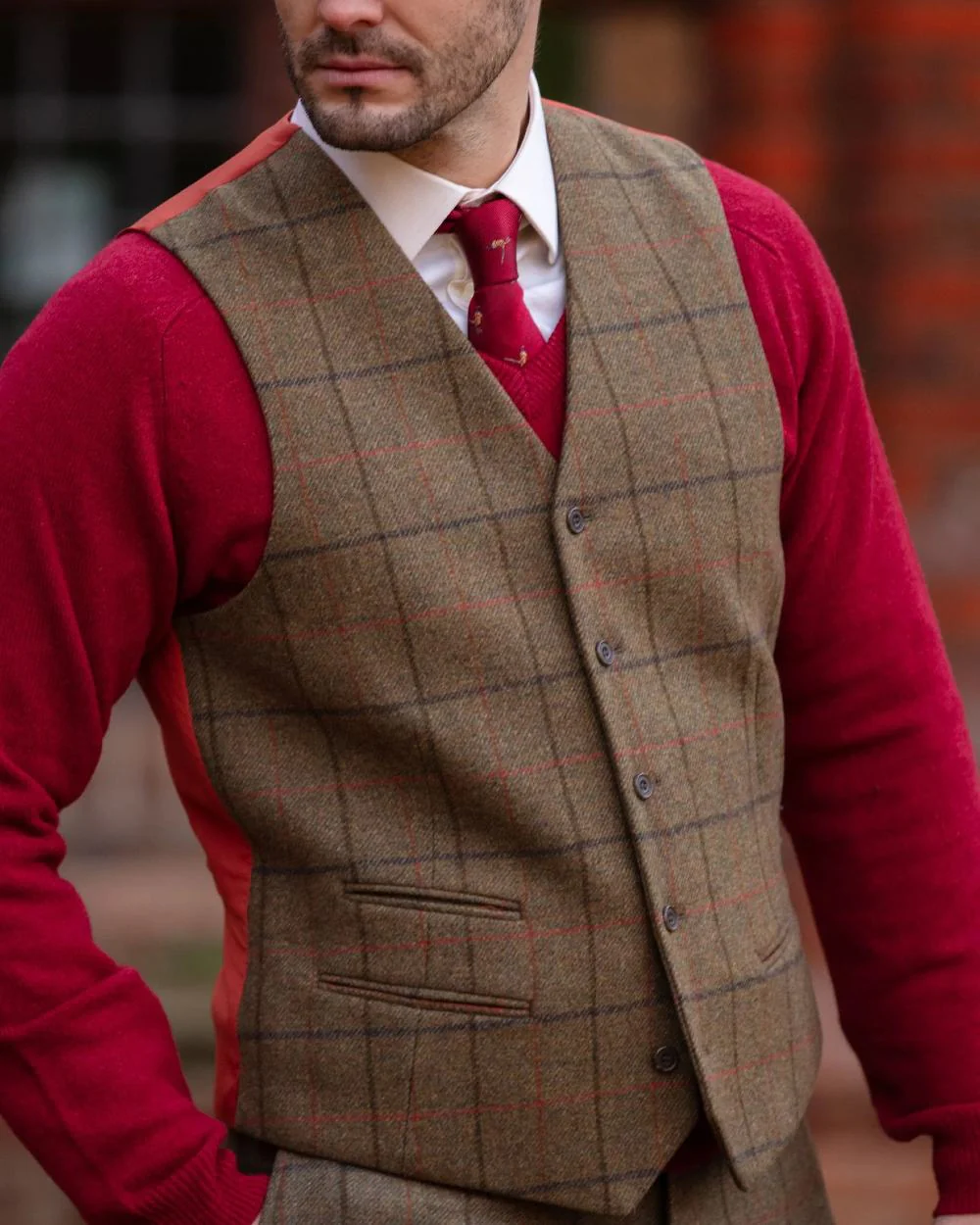 Alan Paine Mens Combrook Tweed Lined Back Waistcoat - Image 10