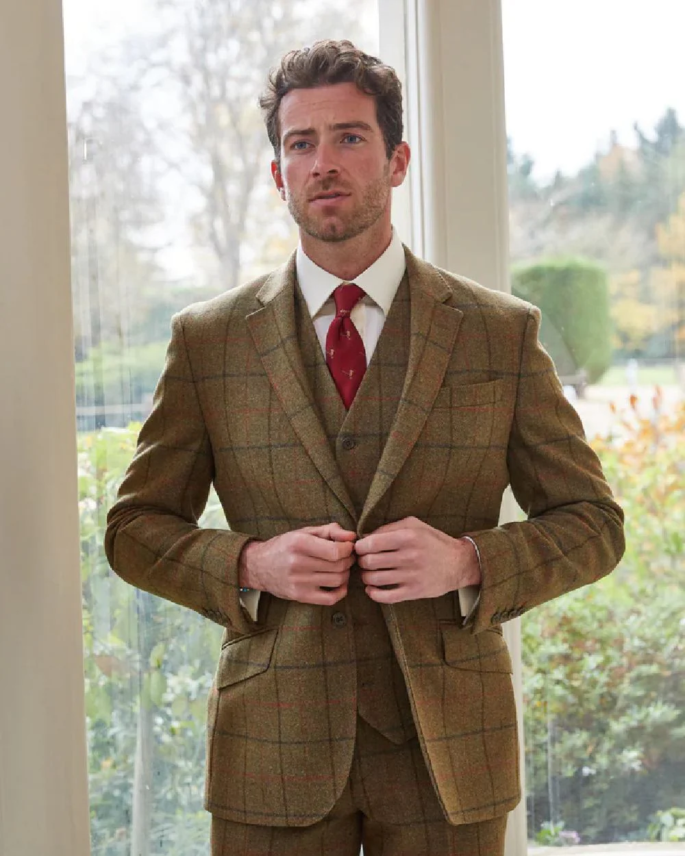 Alan Paine Mens Combrook Tweed Lined Back Waistcoat - Image 11