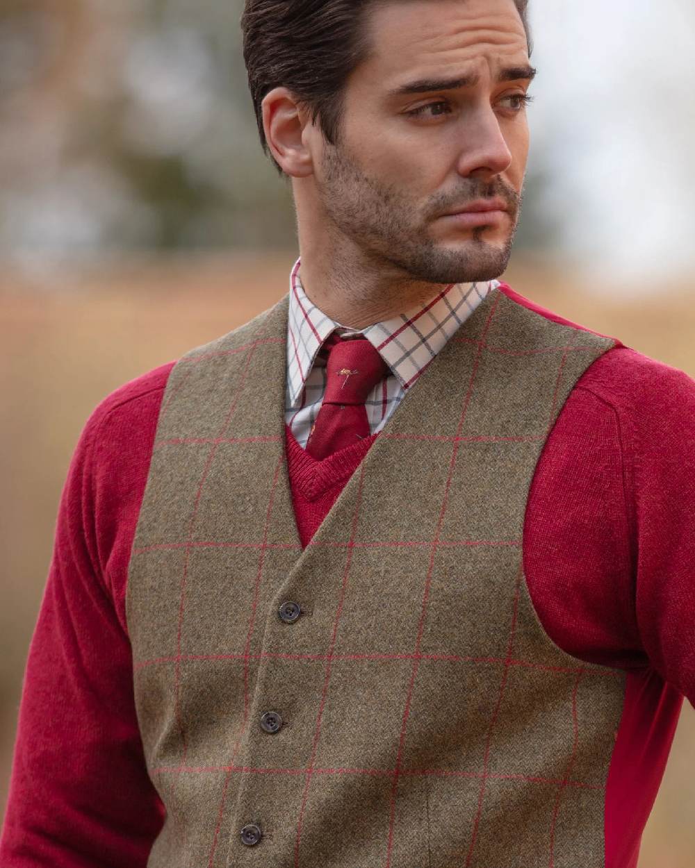 Alan Paine Mens Combrook Tweed Lined Back Waistcoat - Image 3