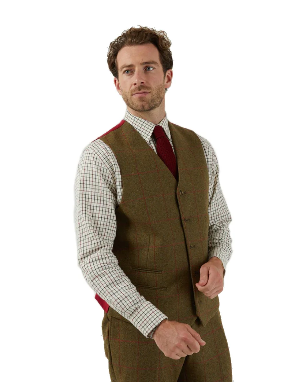 Alan Paine Mens Combrook Tweed Lined Back Waistcoat - Image 5