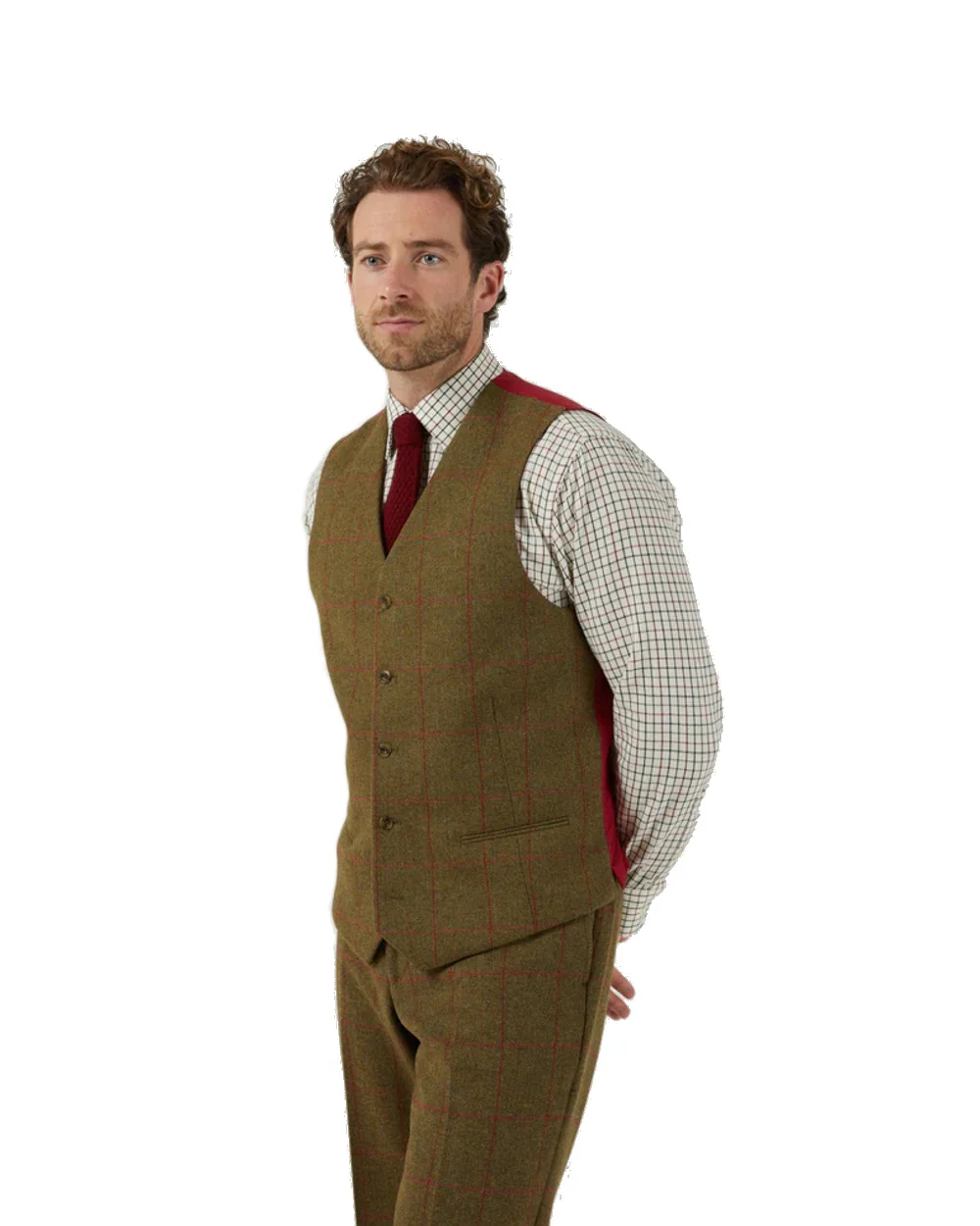 Alan Paine Mens Combrook Tweed Lined Back Waistcoat - Image 6
