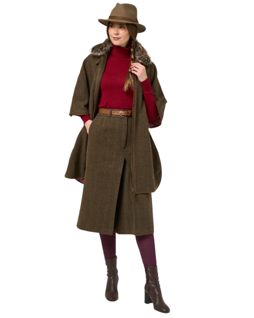 Alan Paine Womens Surrey Tweed Cape - Image 6