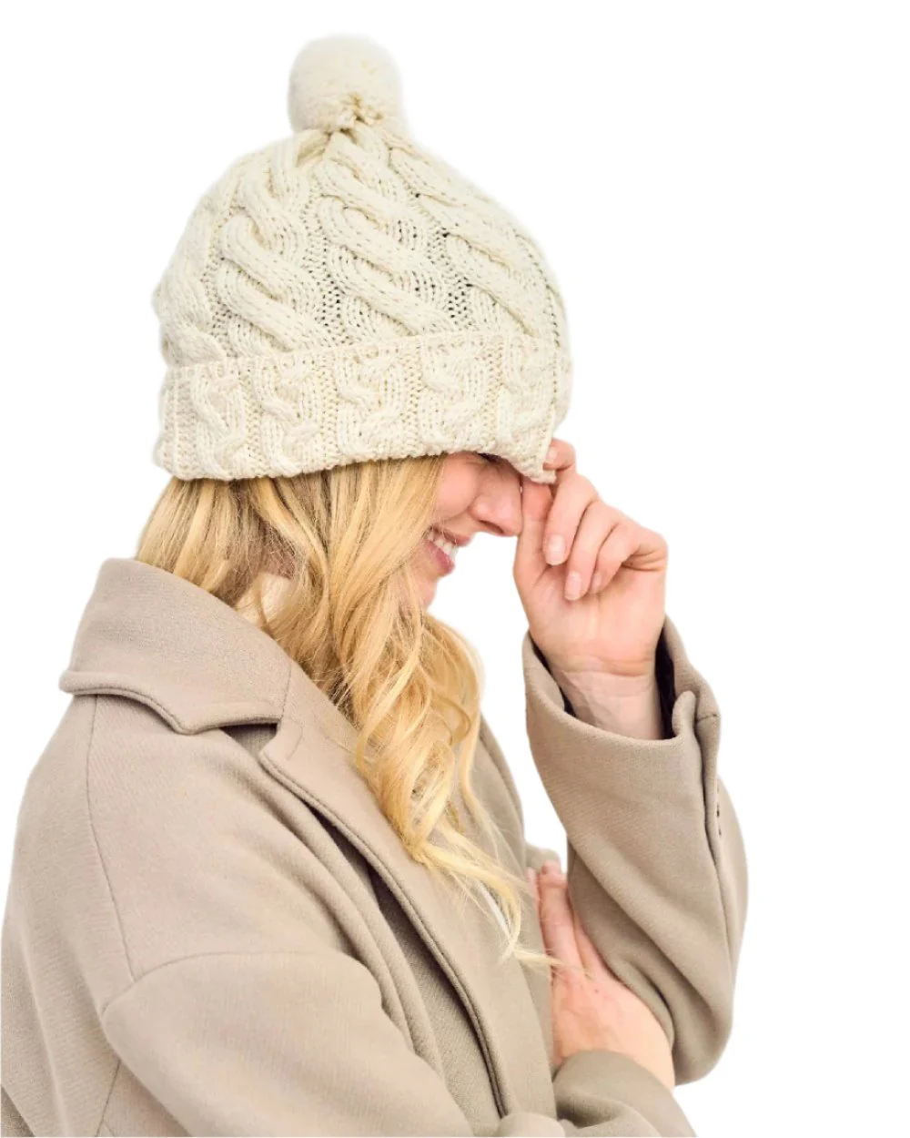 Aran Chunky Knit Bobble Hat - Image 14