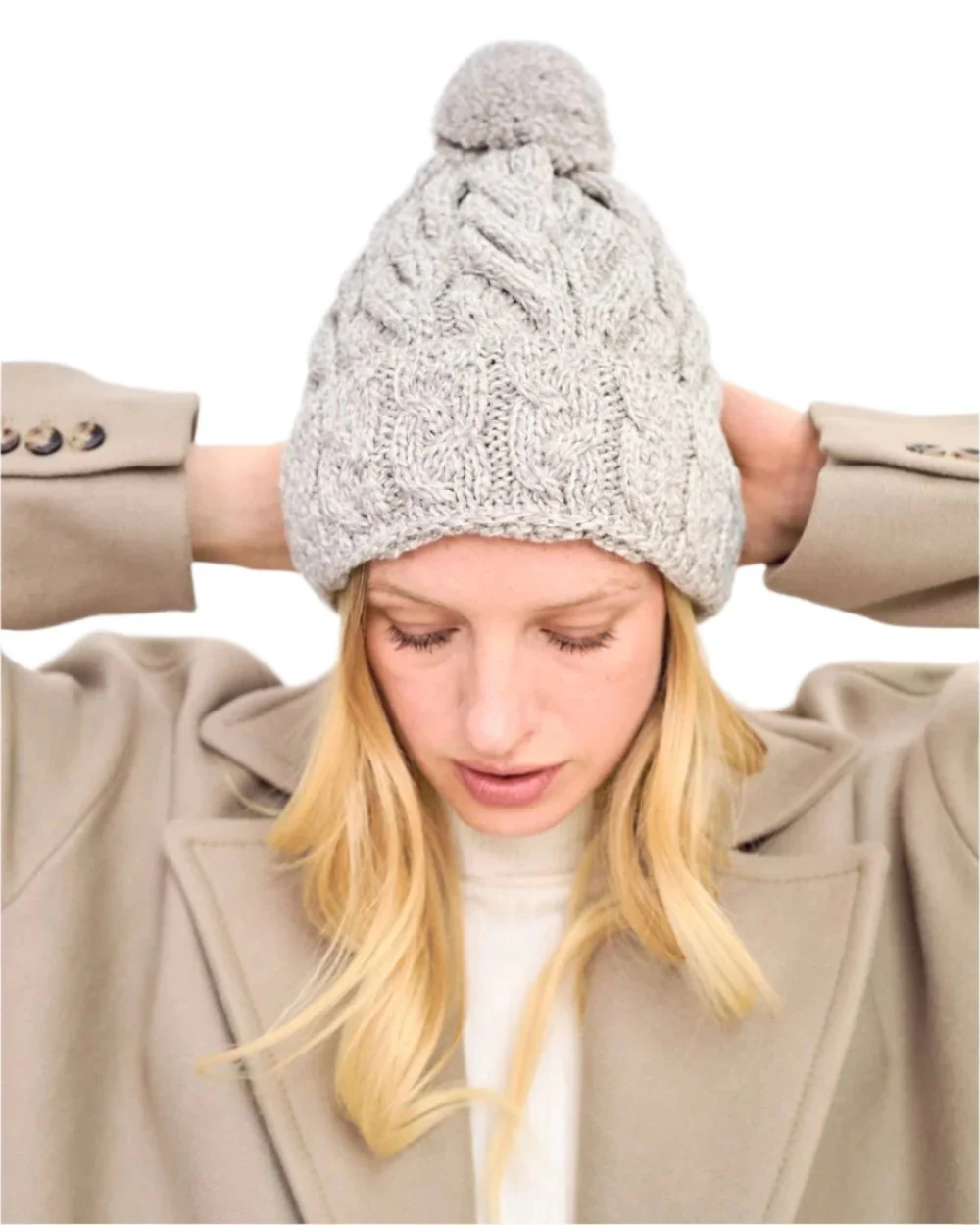 Aran Chunky Knit Bobble Hat - Image 4