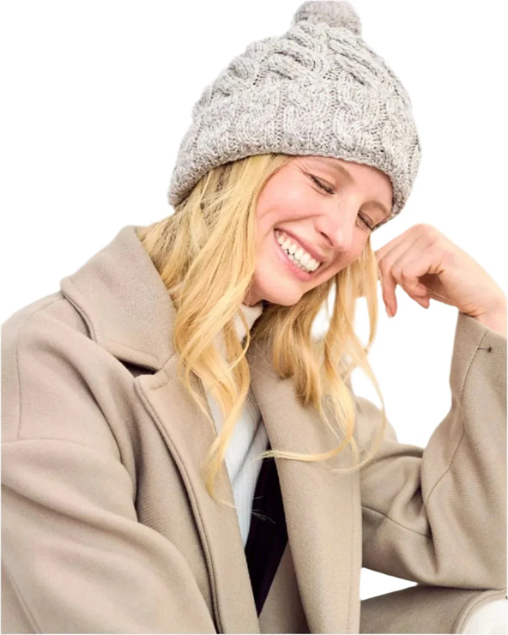 Aran Chunky Knit Bobble Hat - Image 6