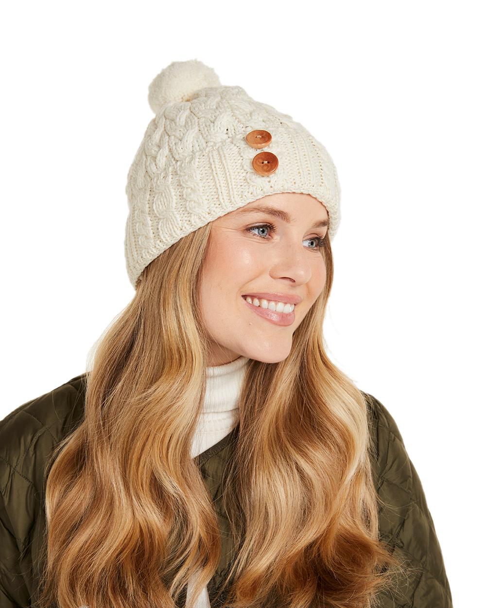 Aran Chunky Knit Button Bobble Hat - Image 10