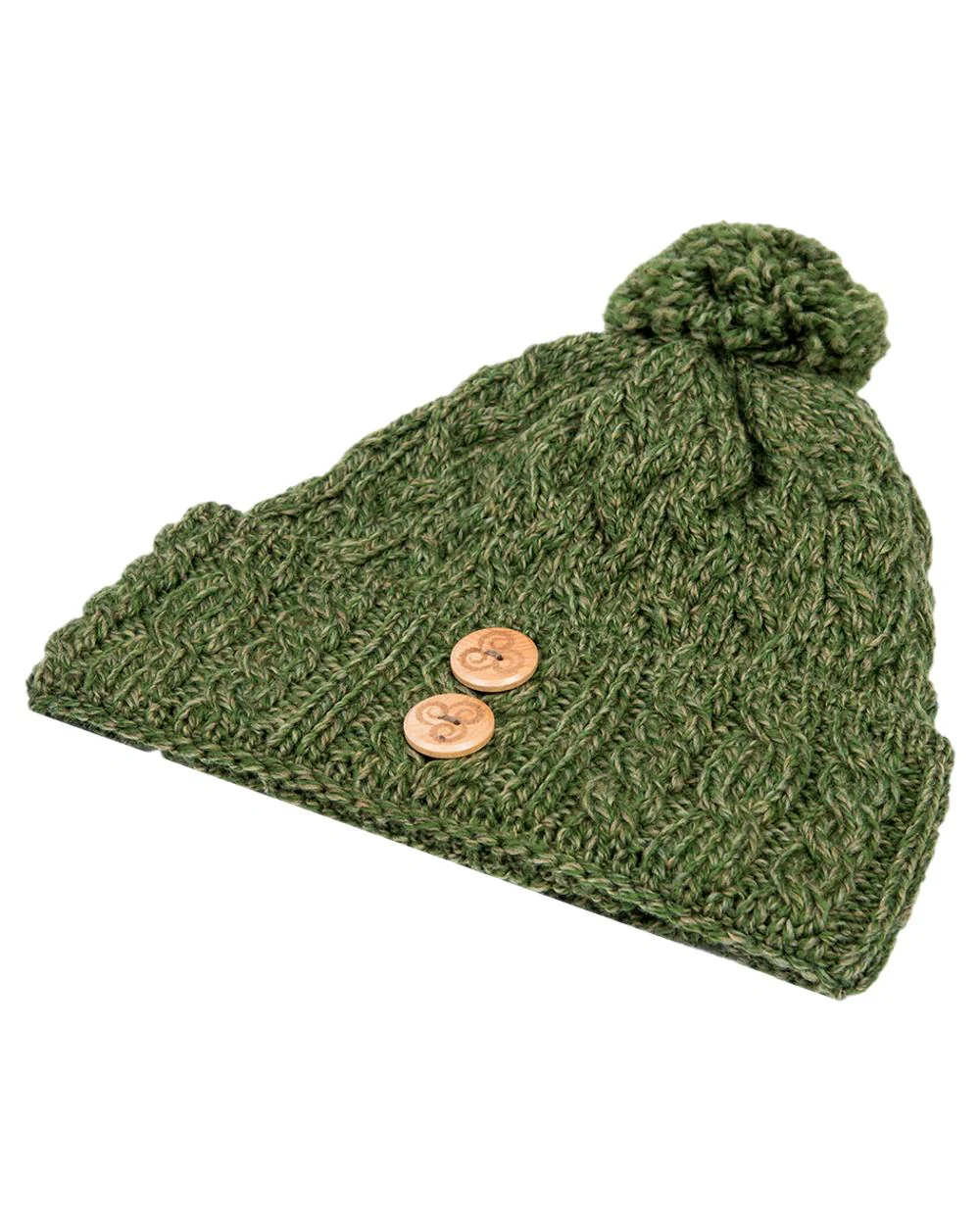 Aran Chunky Knit Button Bobble Hat - Image 15