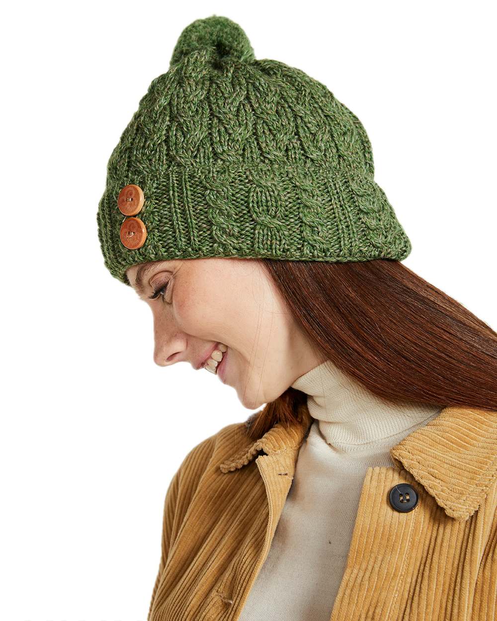 Aran Chunky Knit Button Bobble Hat - Image 16