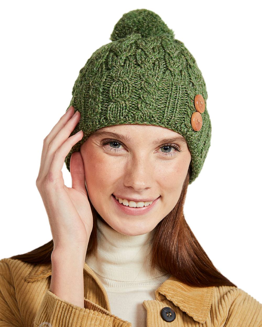 Aran Chunky Knit Button Bobble Hat - Image 17