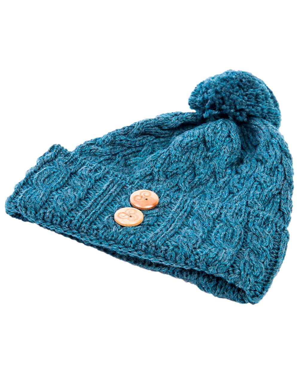 Aran Chunky Knit Button Bobble Hat - Image 18