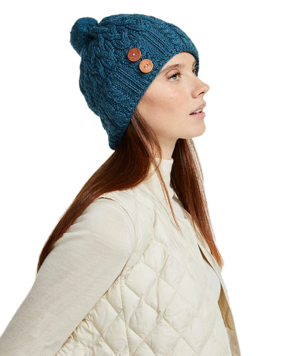 Aran Chunky Knit Button Bobble Hat - Image 20