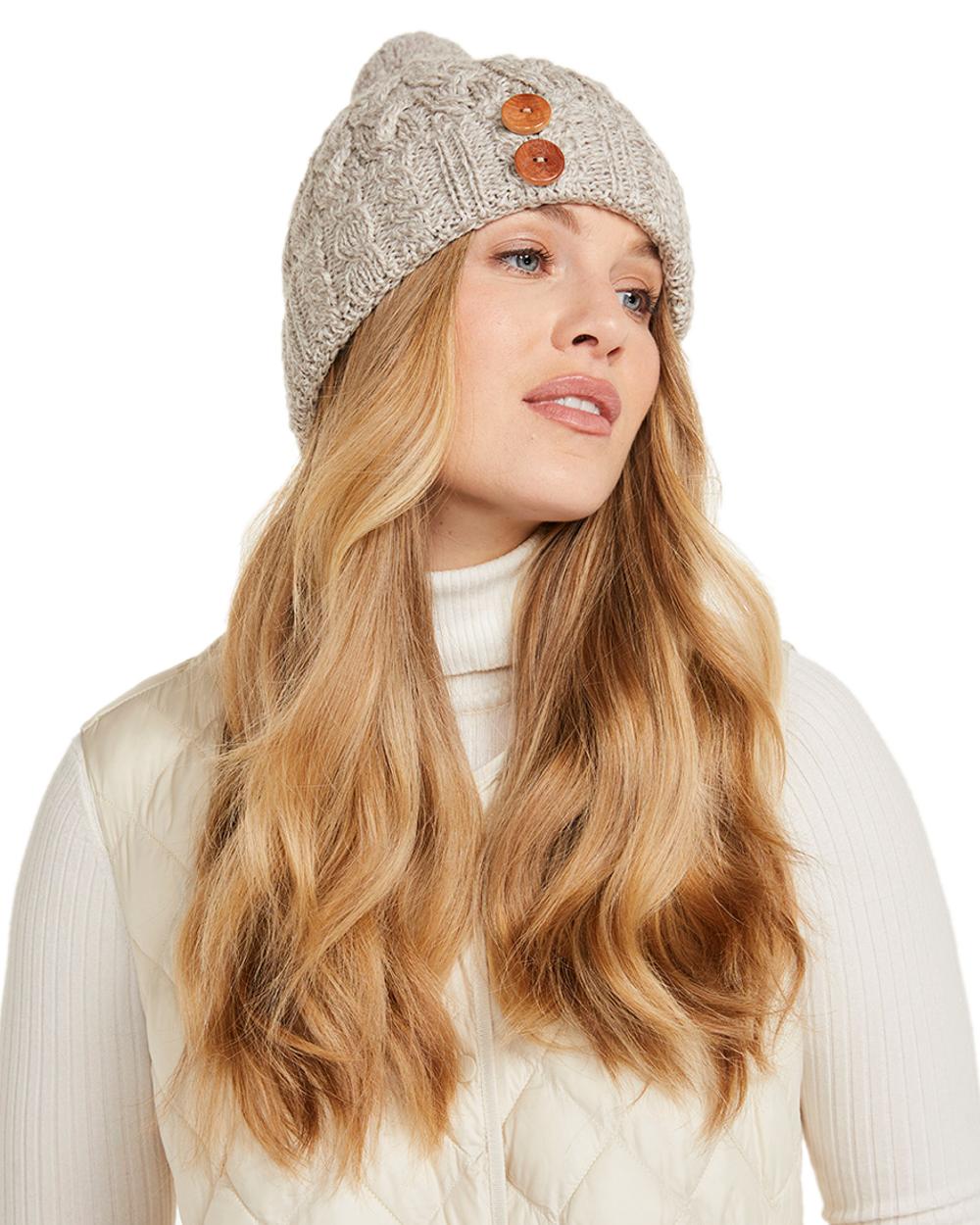 Aran Chunky Knit Button Bobble Hat - Image 4
