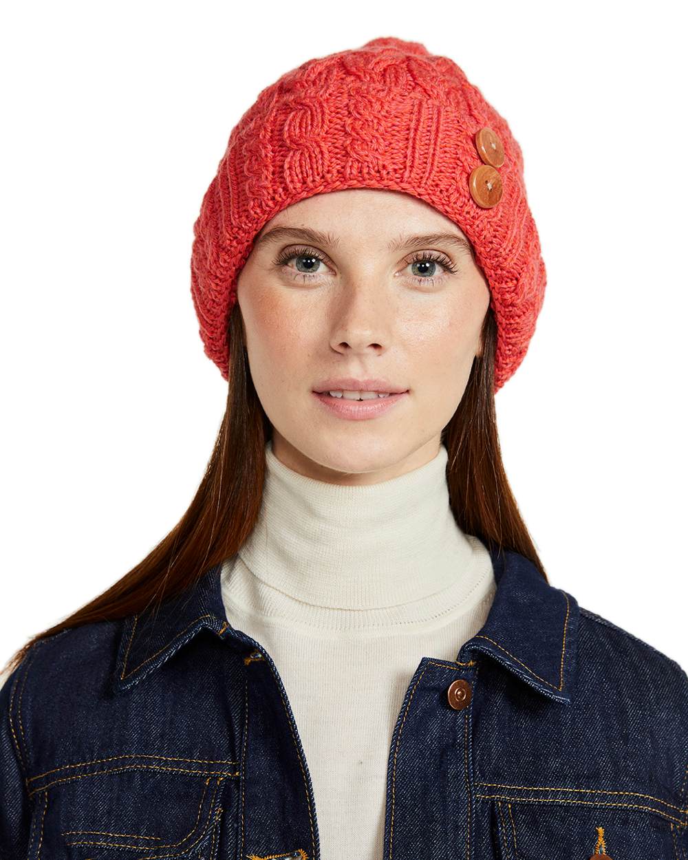 Aran Chunky Knit Button Bobble Hat - Image 6