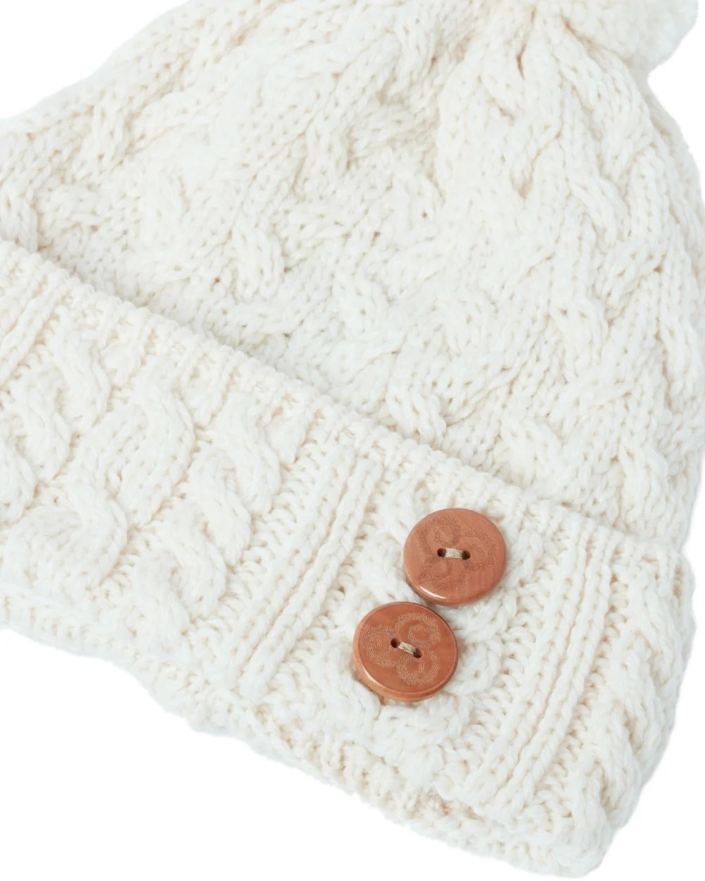Aran Chunky Knit Button Bobble Hat - Image 9