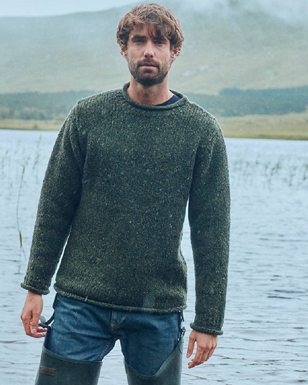 Aran Donegal Wool Crew Neck Sweater - Image 11