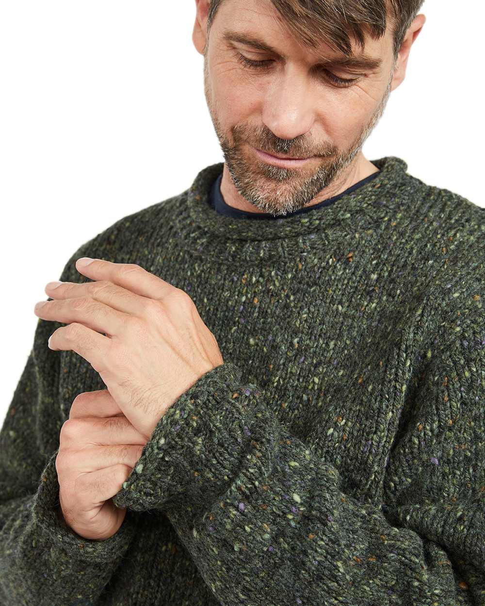 Aran Donegal Wool Crew Neck Sweater - Image 13