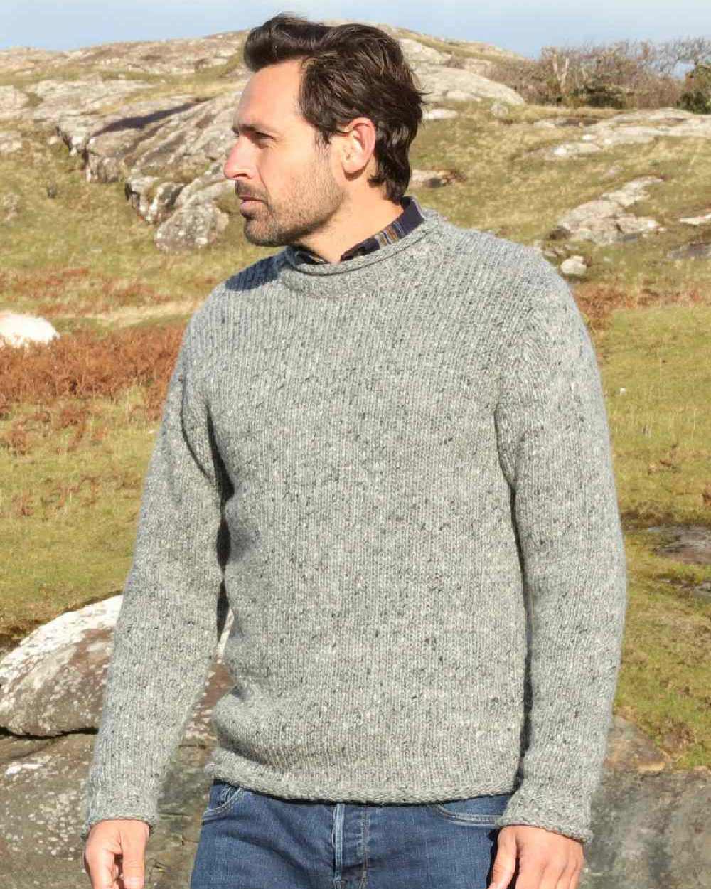 Aran Donegal Wool Crew Neck Sweater - Image 17