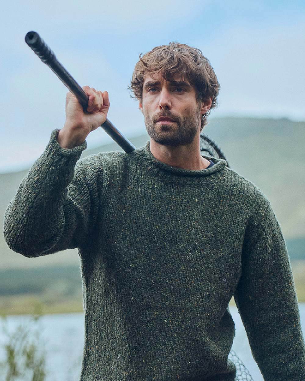 Aran Donegal Wool Crew Neck Sweater - Image 3