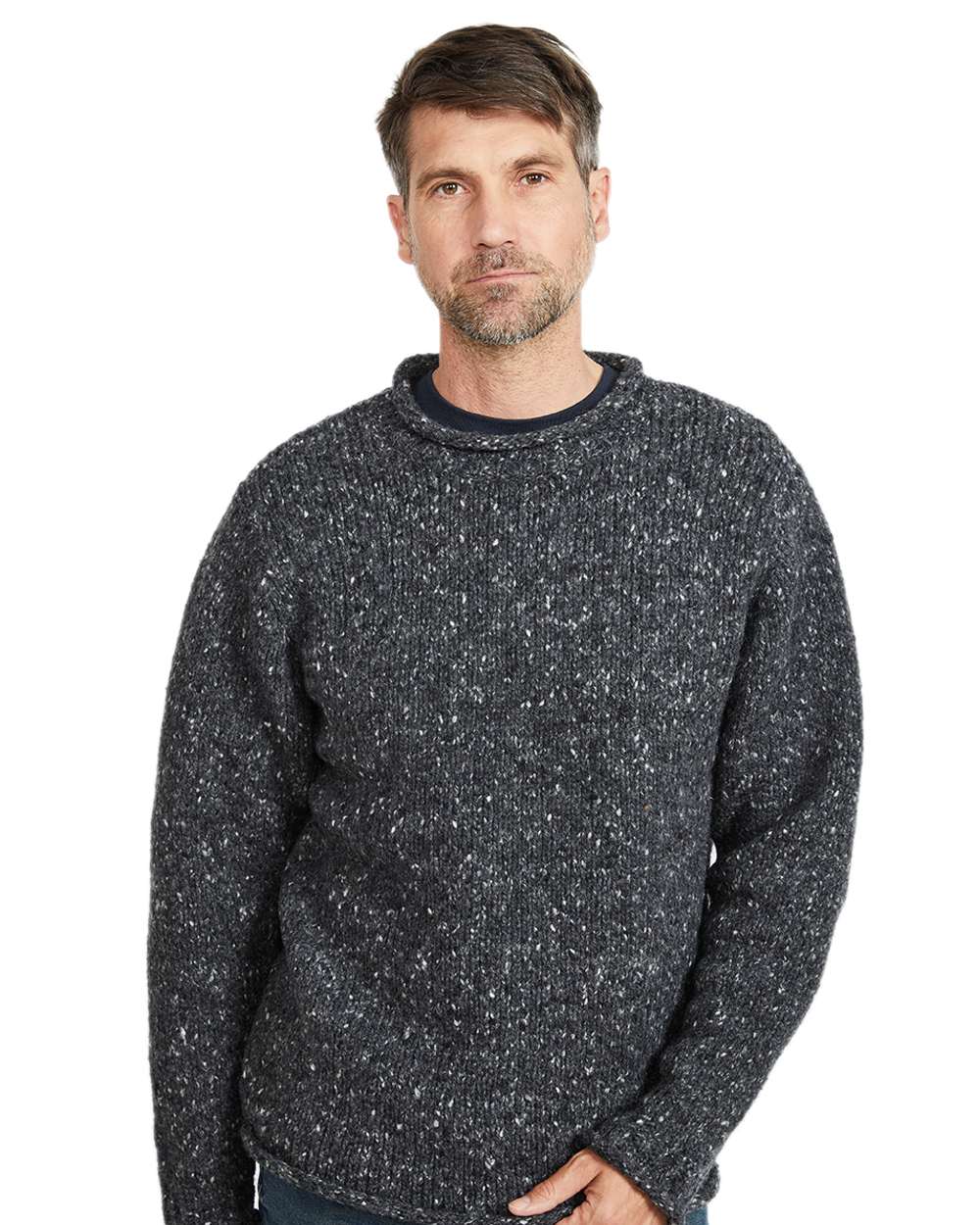 Aran Donegal Wool Crew Neck Sweater - Image 5