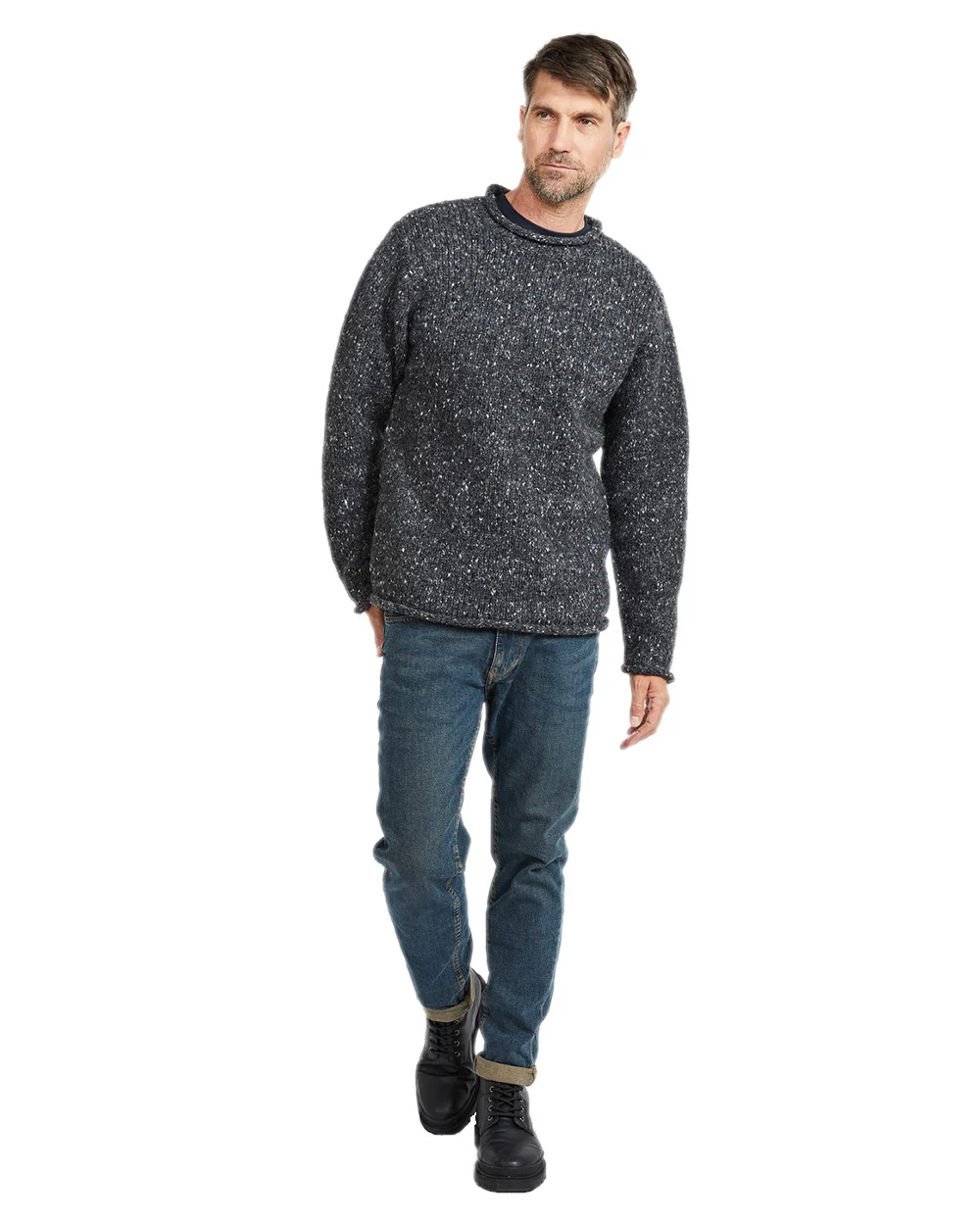 Aran Donegal Wool Crew Neck Sweater - Image 6