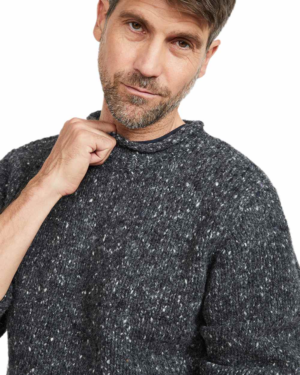Aran Donegal Wool Crew Neck Sweater - Image 7
