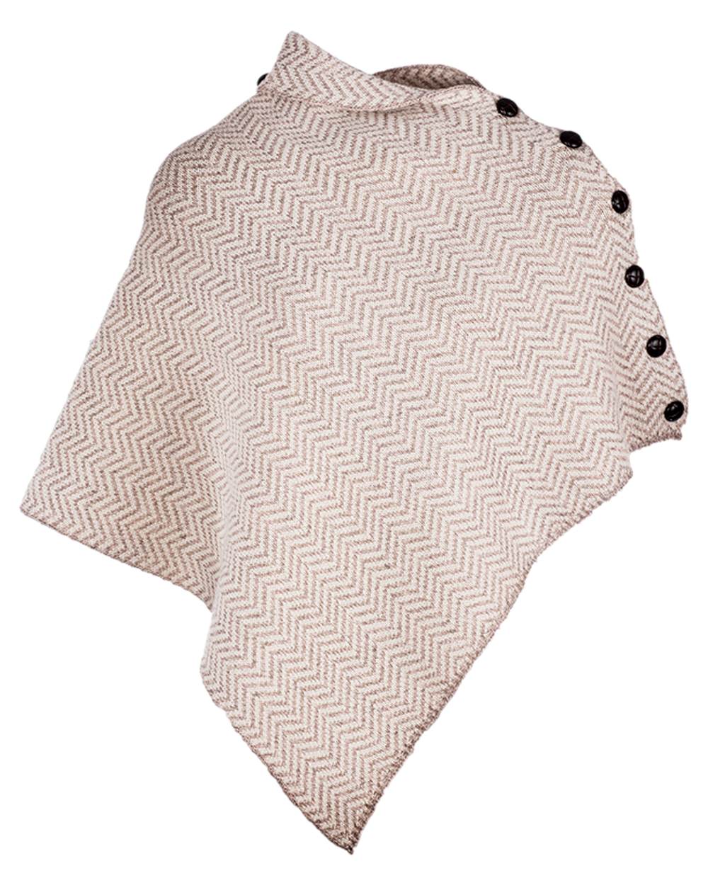 Aran Herringbone Poncho with Buttons - Image 10