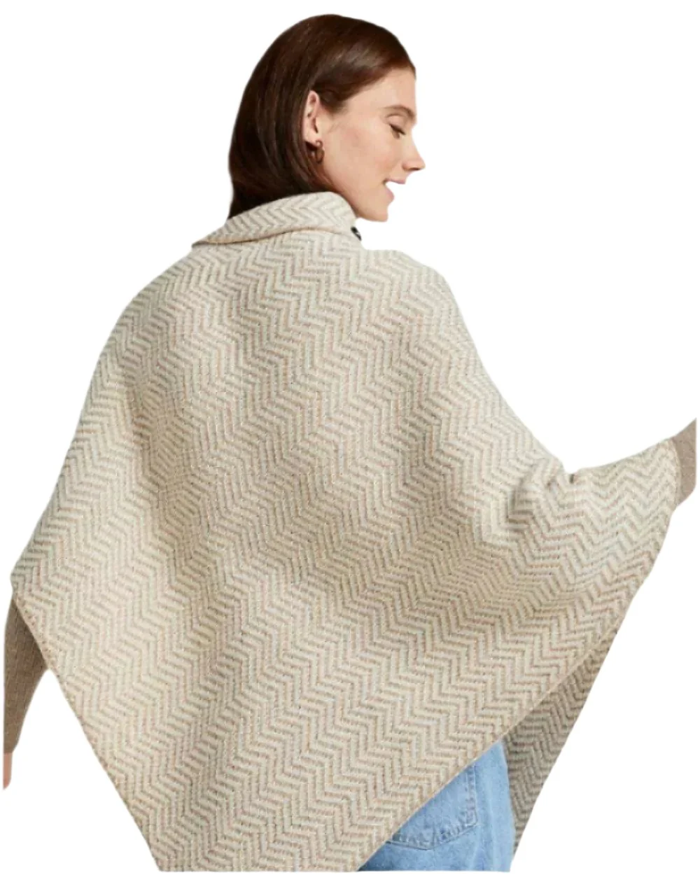 Aran Herringbone Poncho with Buttons - Image 13