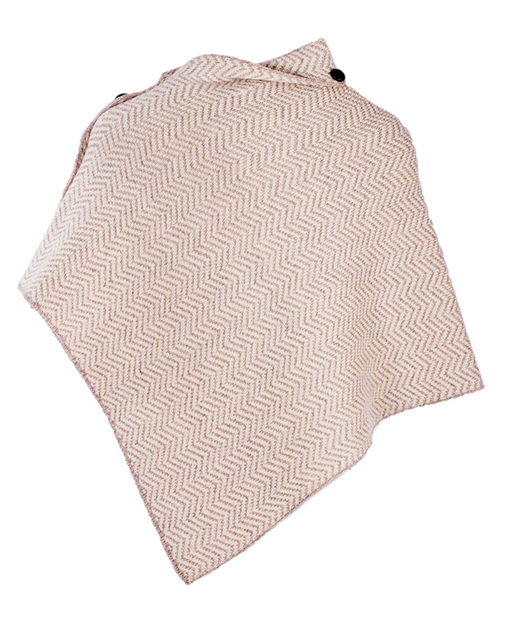 Aran Herringbone Poncho with Buttons - Image 14