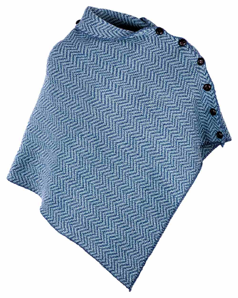 Aran Herringbone Poncho with Buttons - Image 15
