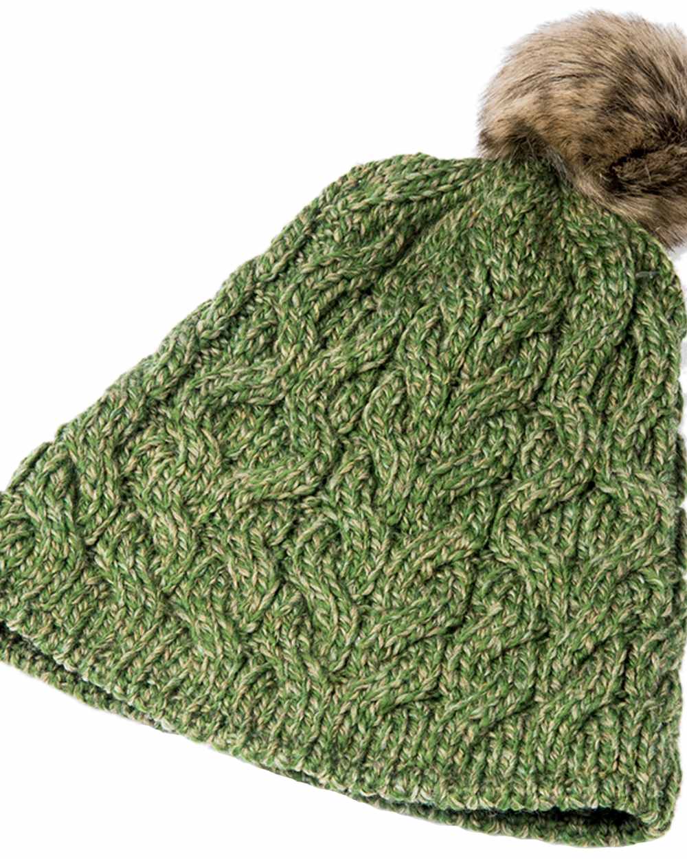Aran Knitted Faux Fur Bobble Hat - Image 9
