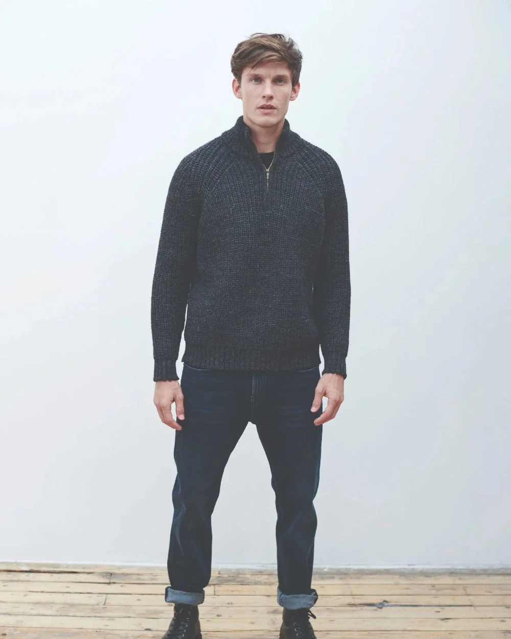 Aran Mens Fisherman Raglan Zip Sweater - Image 2