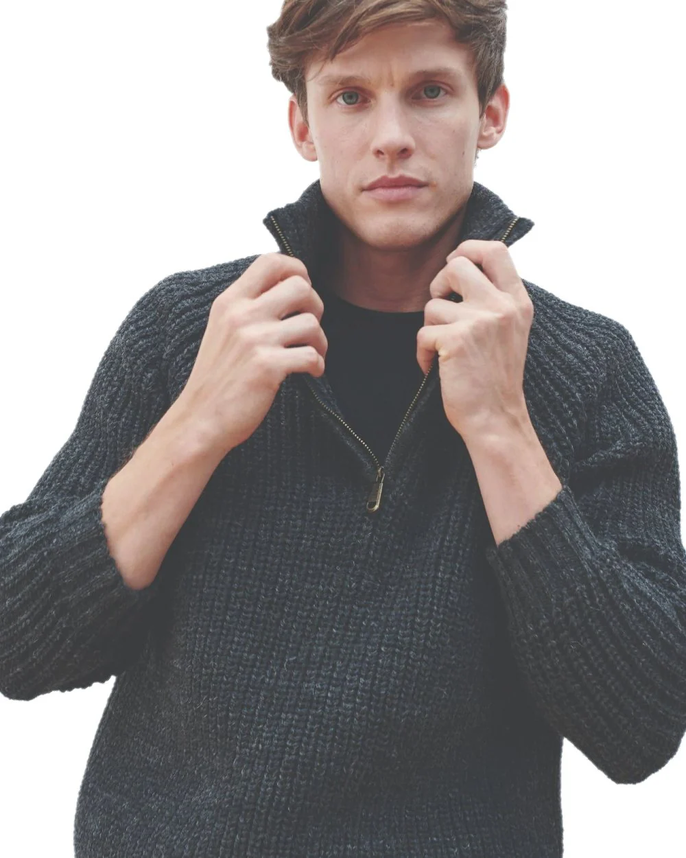 Aran Mens Fisherman Raglan Zip Sweater - Image 3