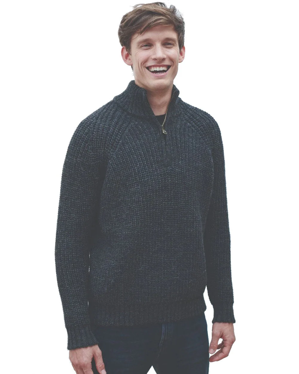 Aran Mens Fisherman Raglan Zip Sweater - Image 4