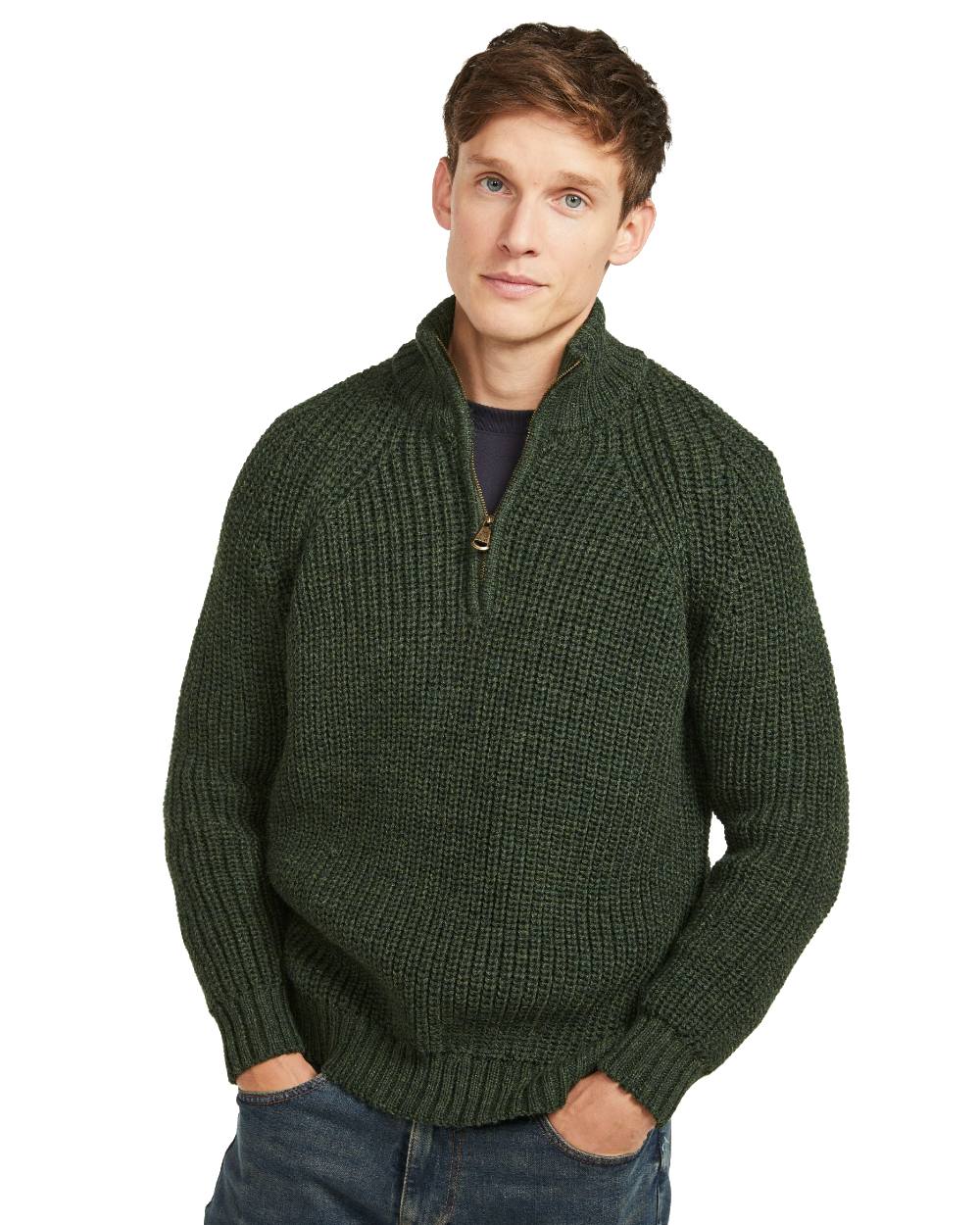 Aran Mens Fisherman Raglan Zip Sweater - Image 6