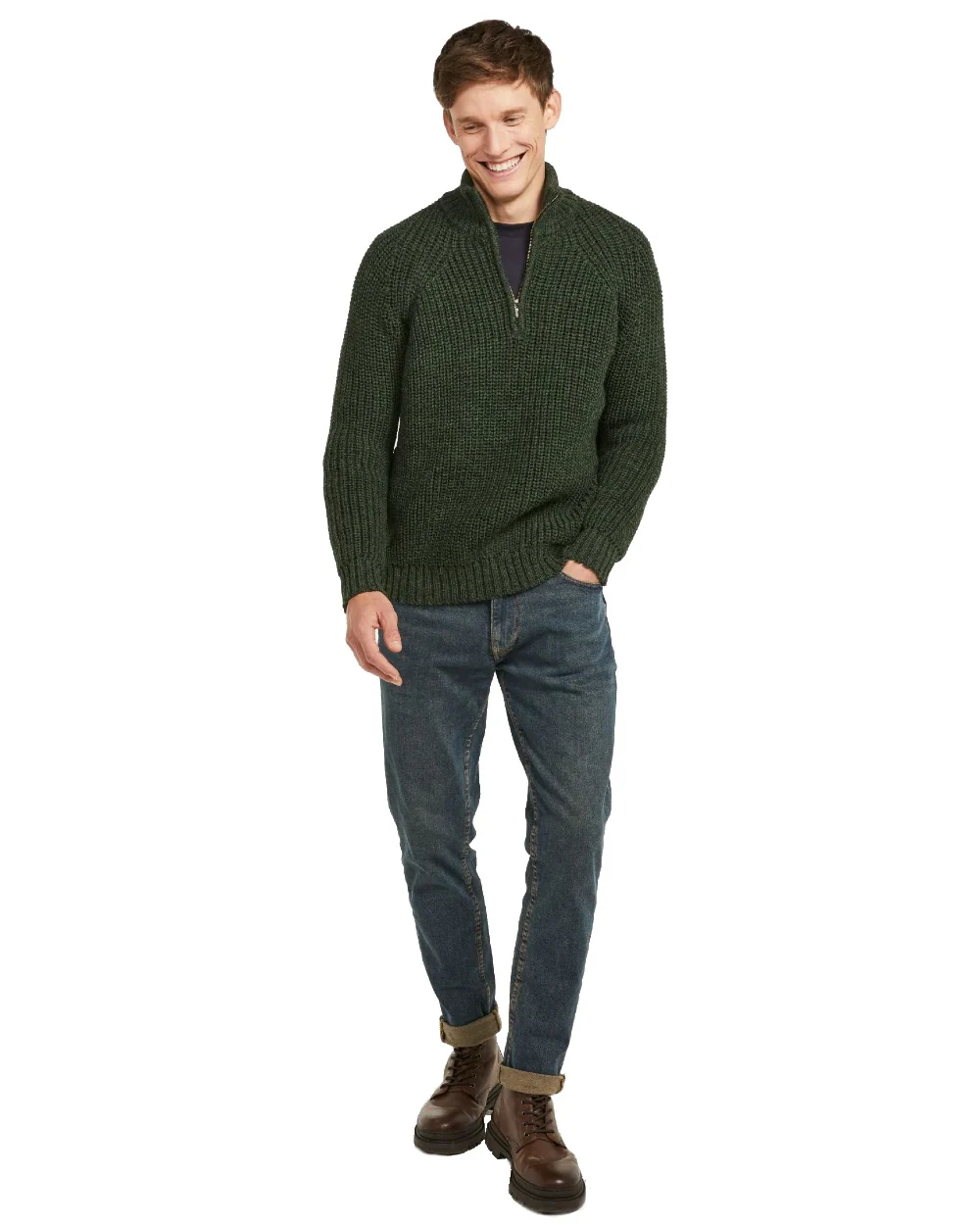 Aran Mens Fisherman Raglan Zip Sweater - Image 7