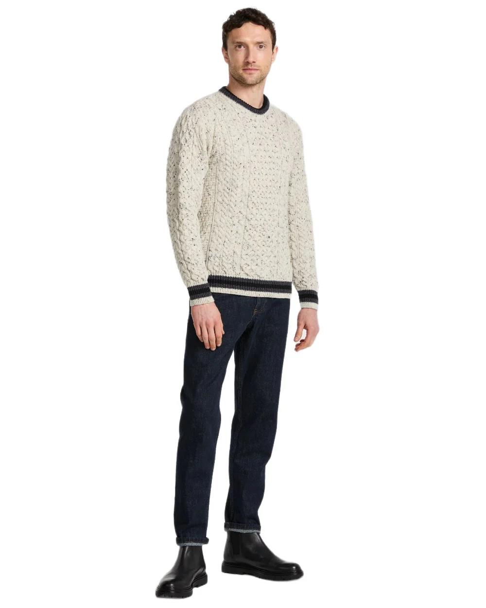 Aran Mens Inishbeg Stripe Crewneck Merino Sweater - Image 14