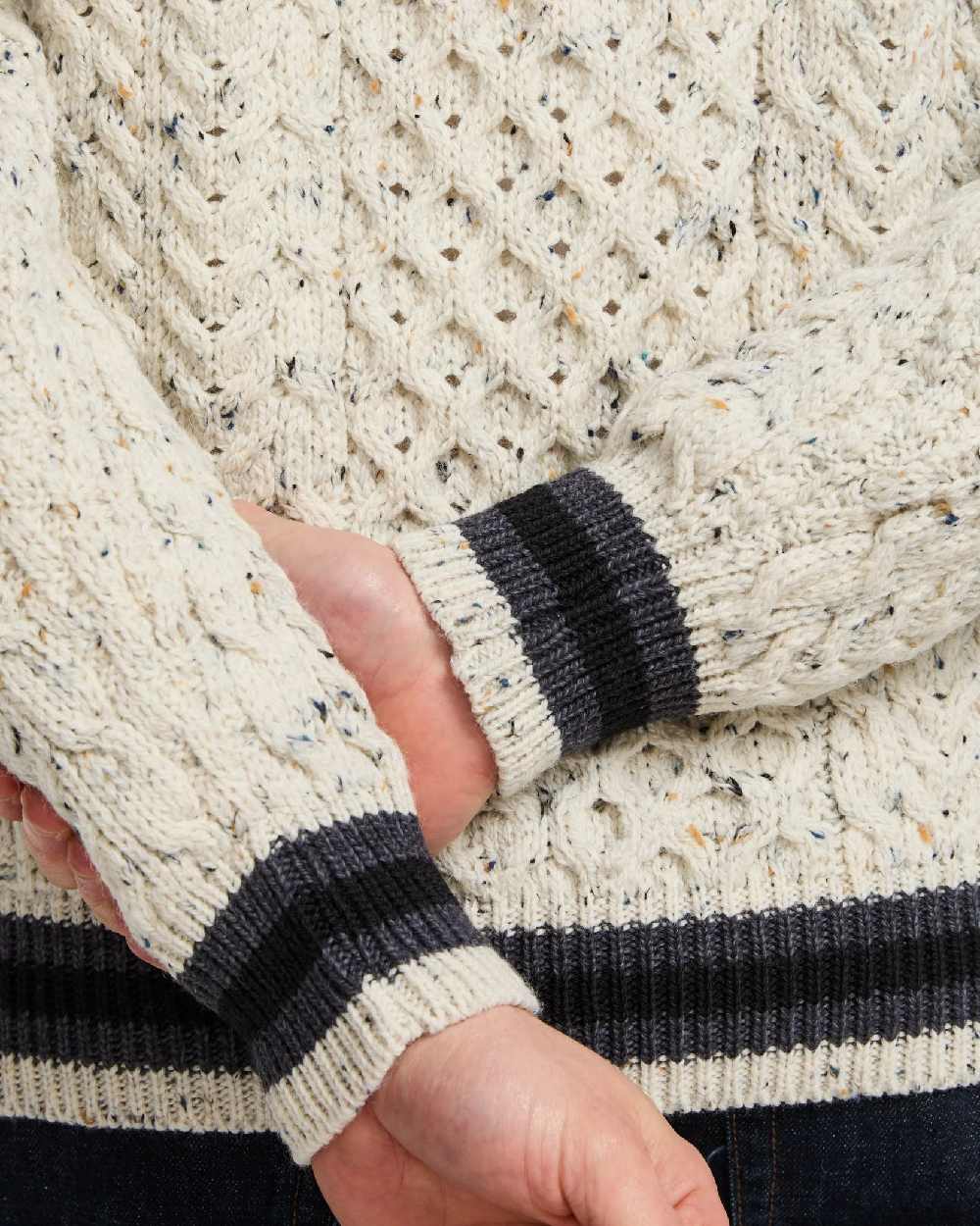 Aran Mens Inishbeg Stripe Crewneck Merino Sweater - Image 15