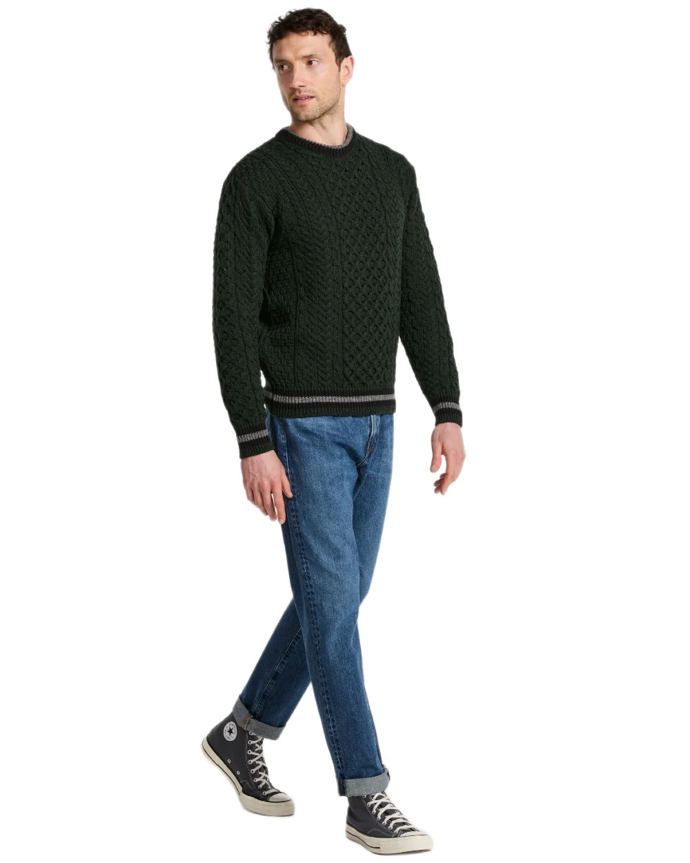 Aran Mens Inishbeg Stripe Crewneck Merino Sweater - Image 20