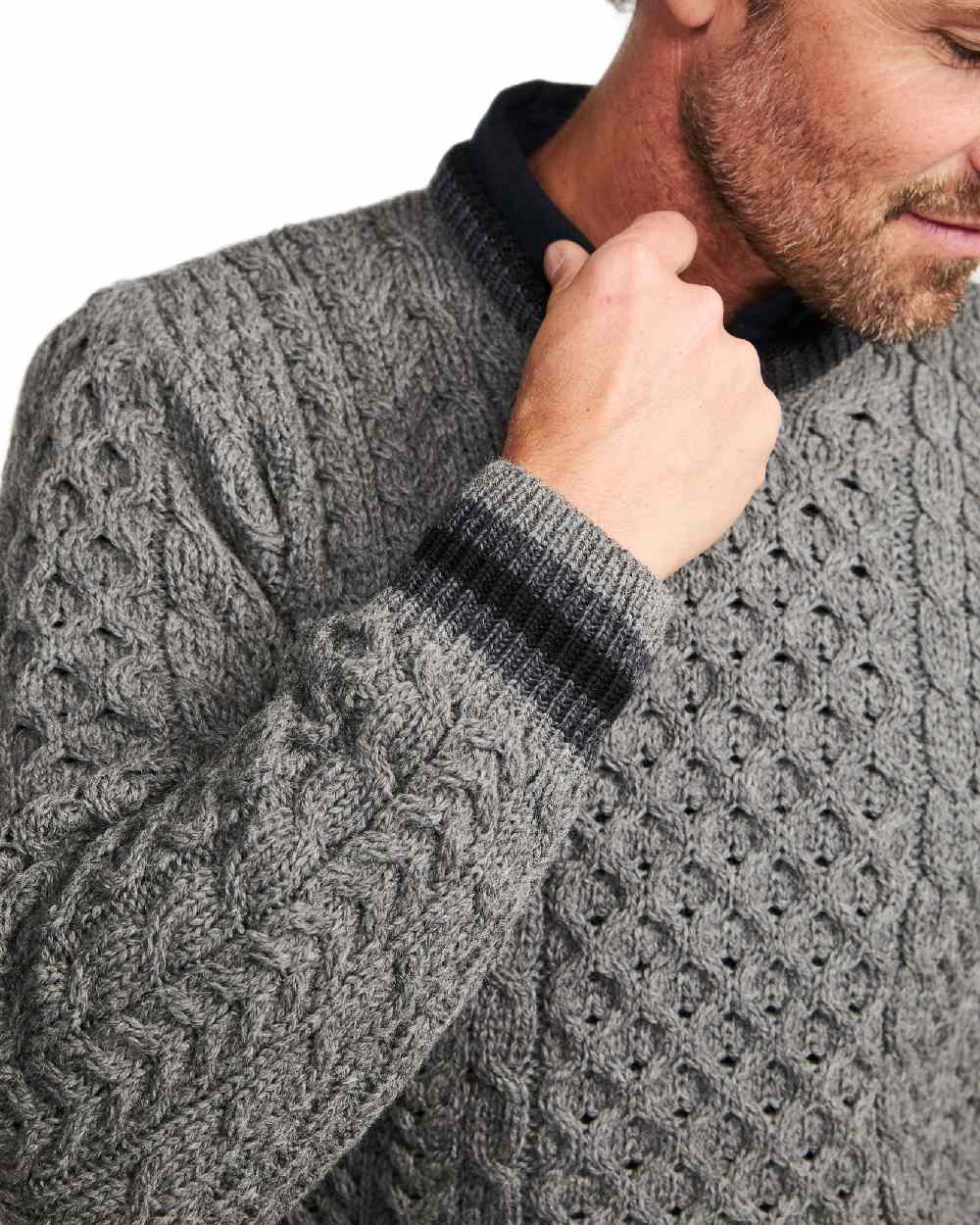 Aran Mens Inishbeg Stripe Crewneck Merino Sweater - Image 27