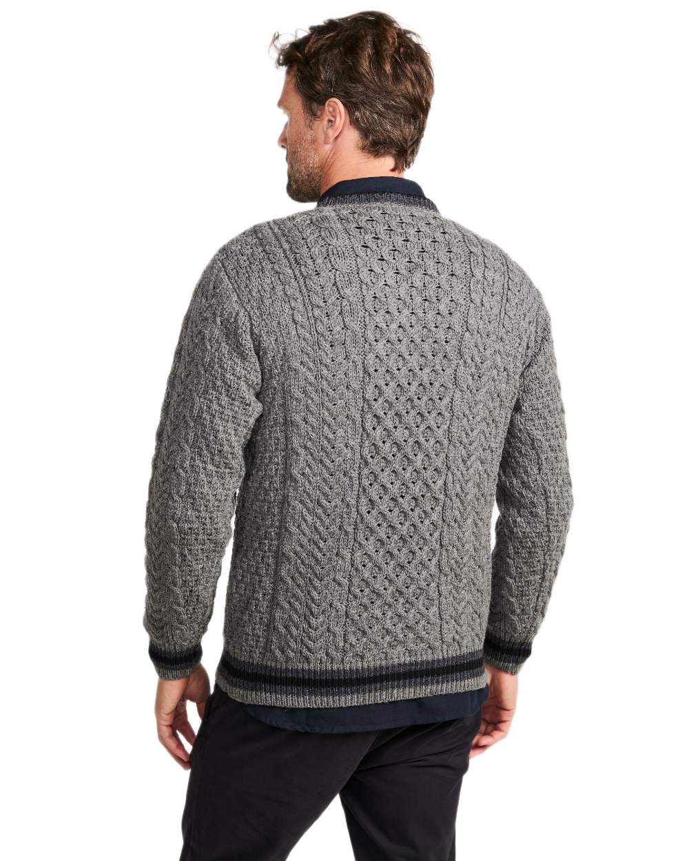 Aran Mens Inishbeg Stripe Crewneck Merino Sweater - Image 28