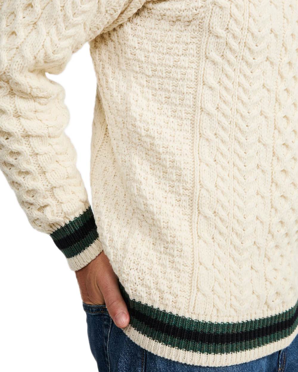 Aran Mens Inishbeg Stripe Crewneck Merino Sweater - Image 5