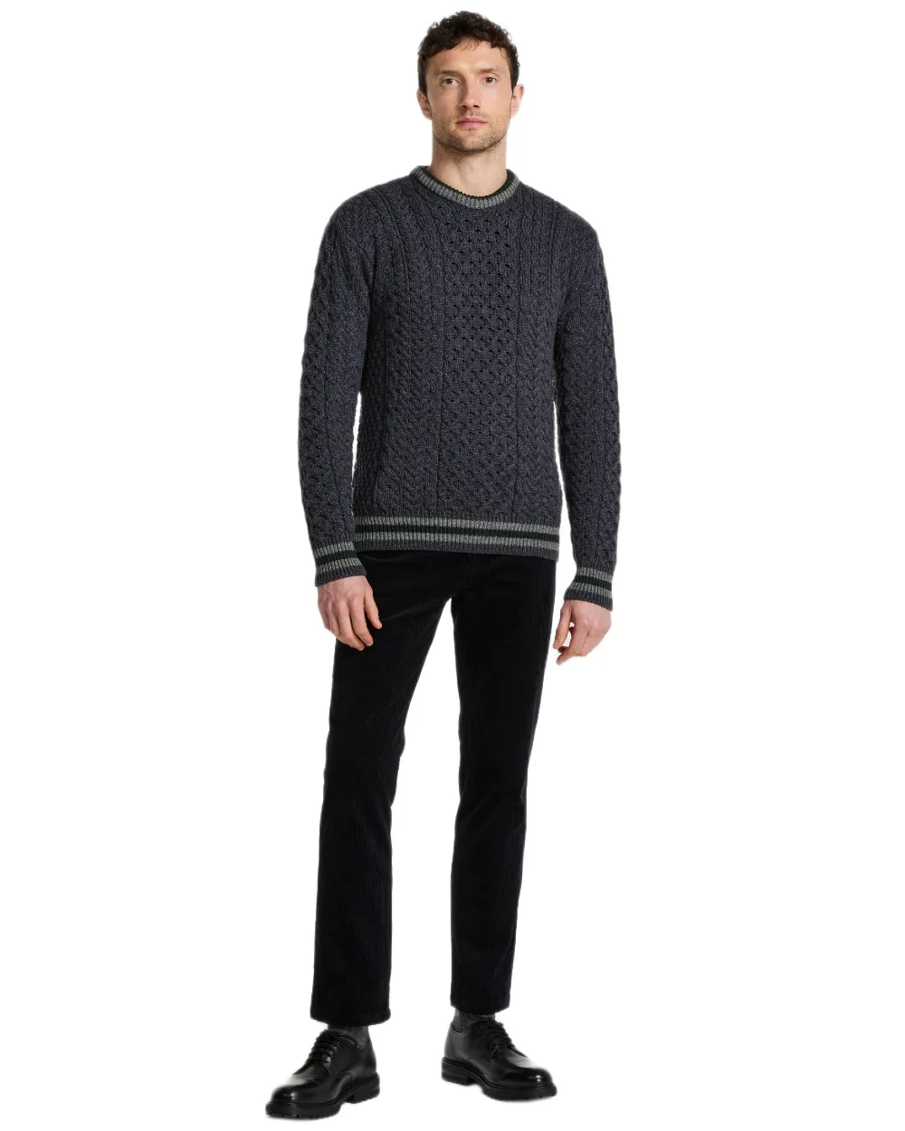 Aran Mens Inishbeg Stripe Crewneck Merino Sweater - Image 9