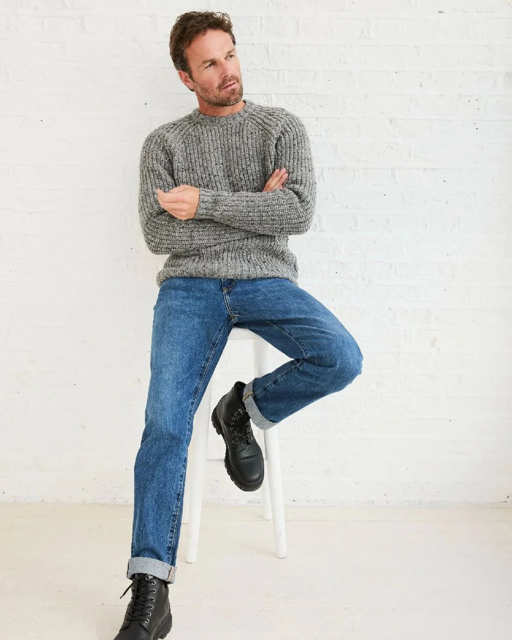 Aran Mens Killykeen Fisherman Ribbed Crew - Image 16