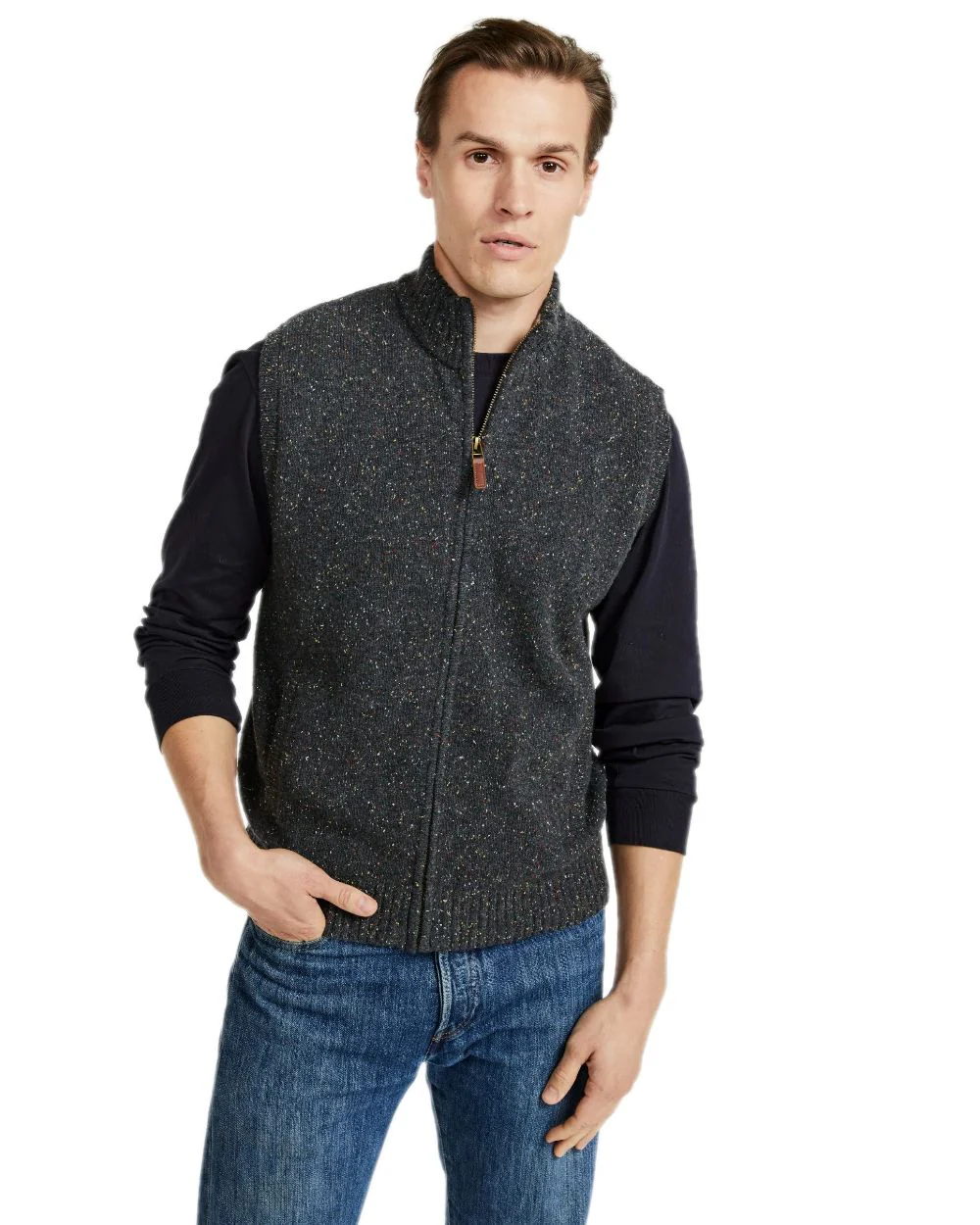 Aran Mens Rossport Nepped Gilet - Image 11