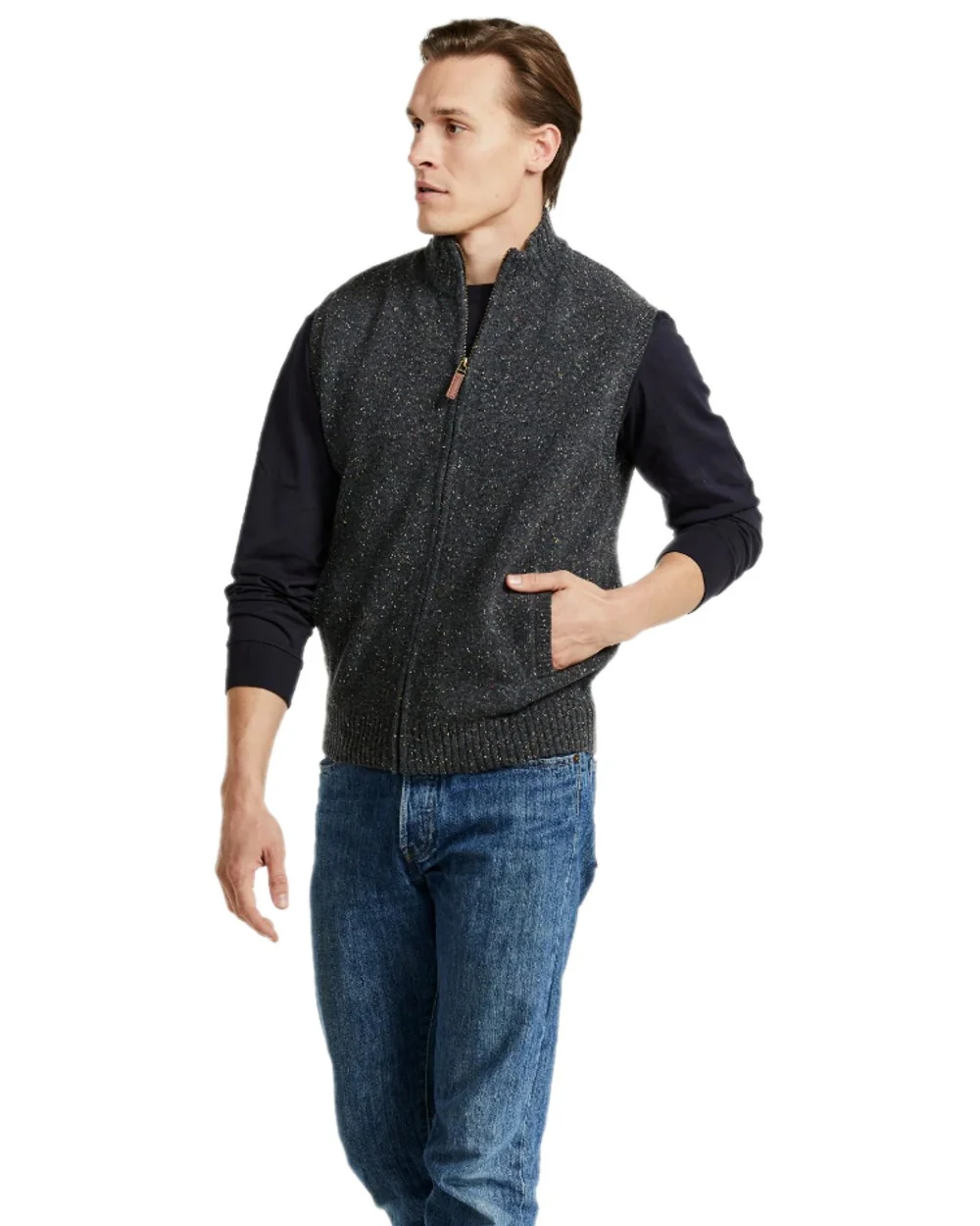Aran Mens Rossport Nepped Gilet - Image 13