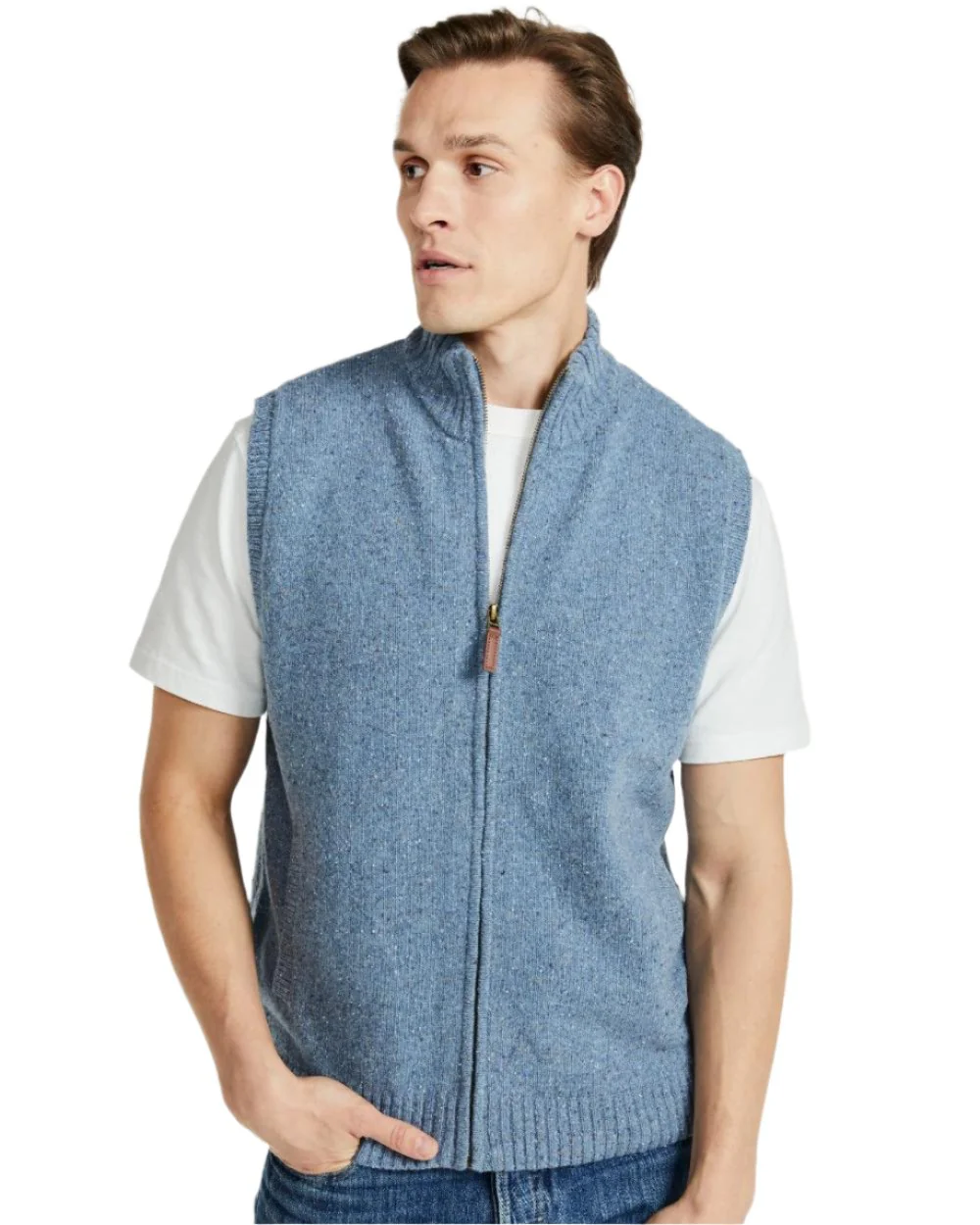 Aran Mens Rossport Nepped Gilet - Image 3